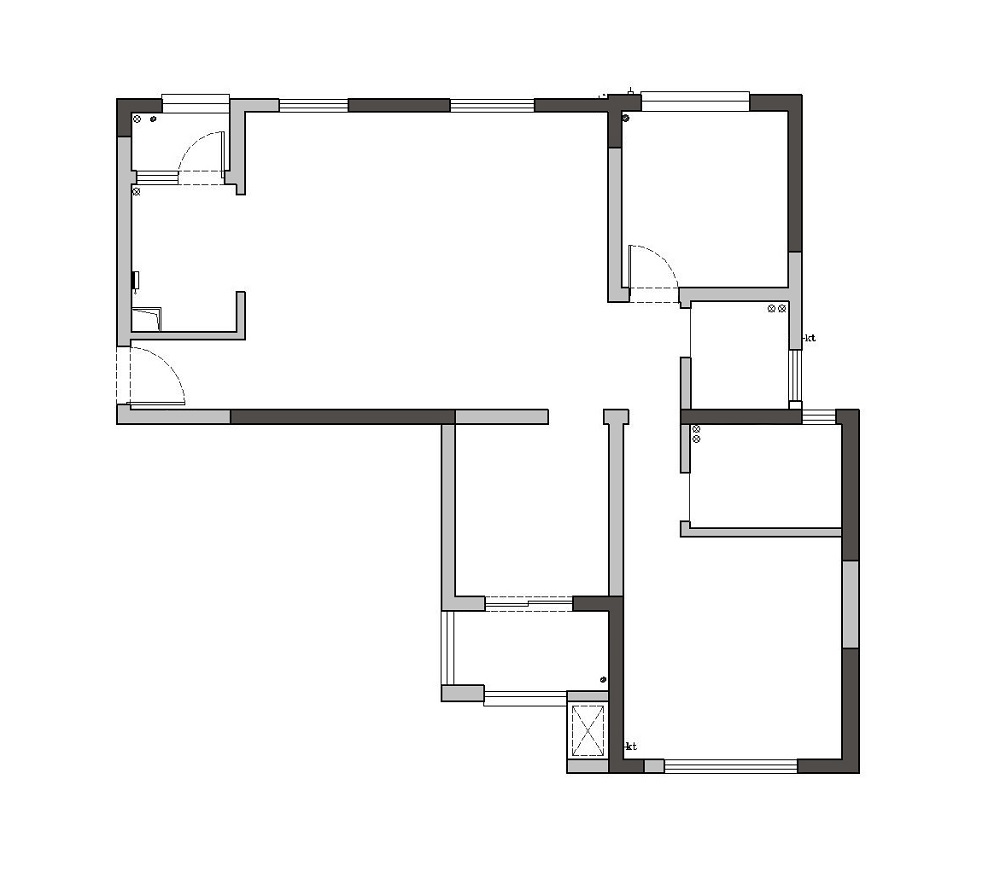 廣泰錦苑100㎡優雅繽紛二居室 裝修案例效果圖-原始結構圖