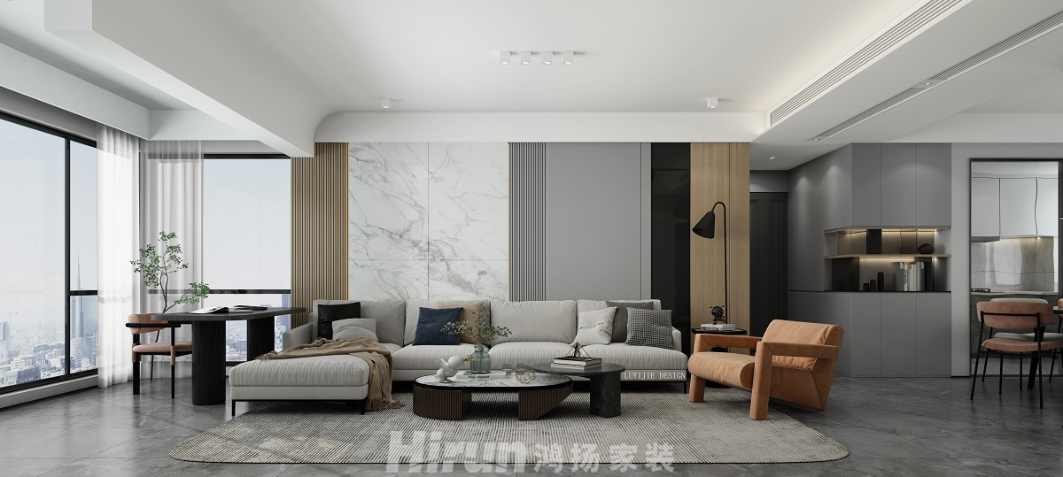 北辰三角洲118㎡雅致現(xiàn)代三居室 裝修案例效果圖-02