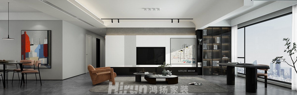 北辰三角洲118㎡雅致現(xiàn)代三居室 裝修案例效果圖-01