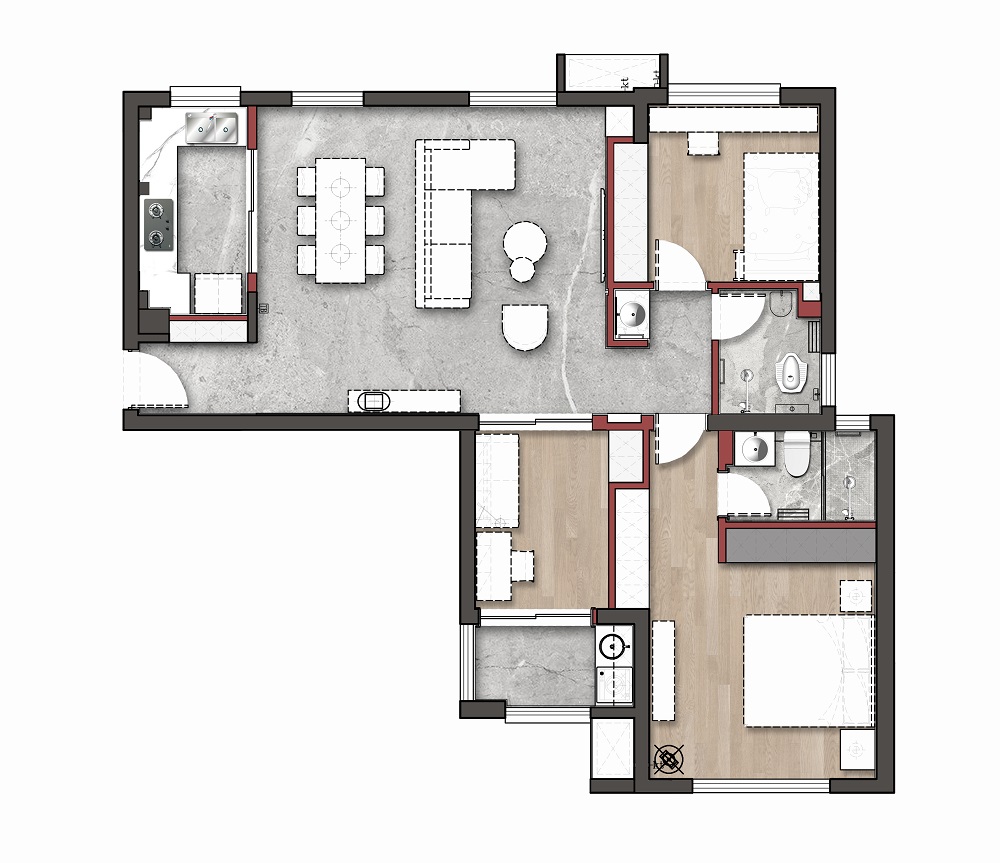 廣泰錦苑100㎡優雅繽紛二居室 裝修案例效果圖-廣泰平面圖01