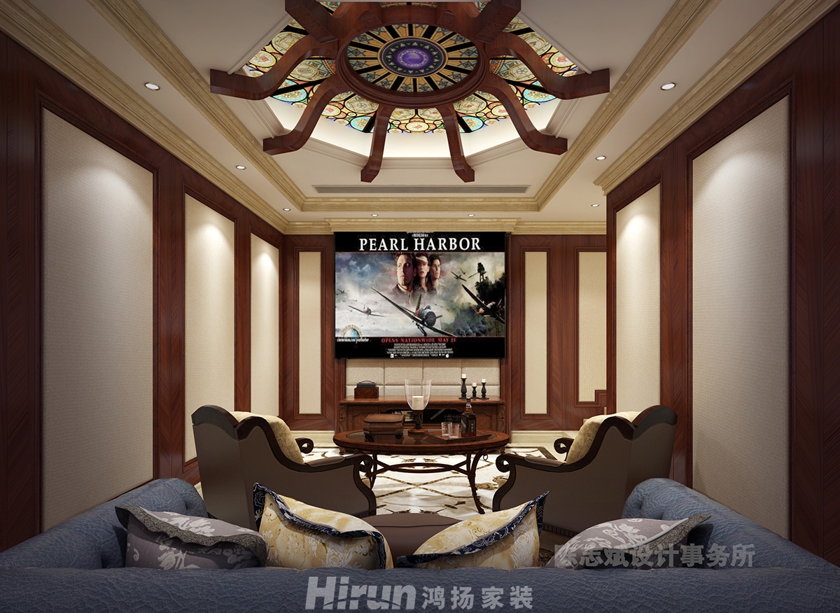 香江水岸新城320㎡復合寫意別墅 裝修案例效果圖-視聽室