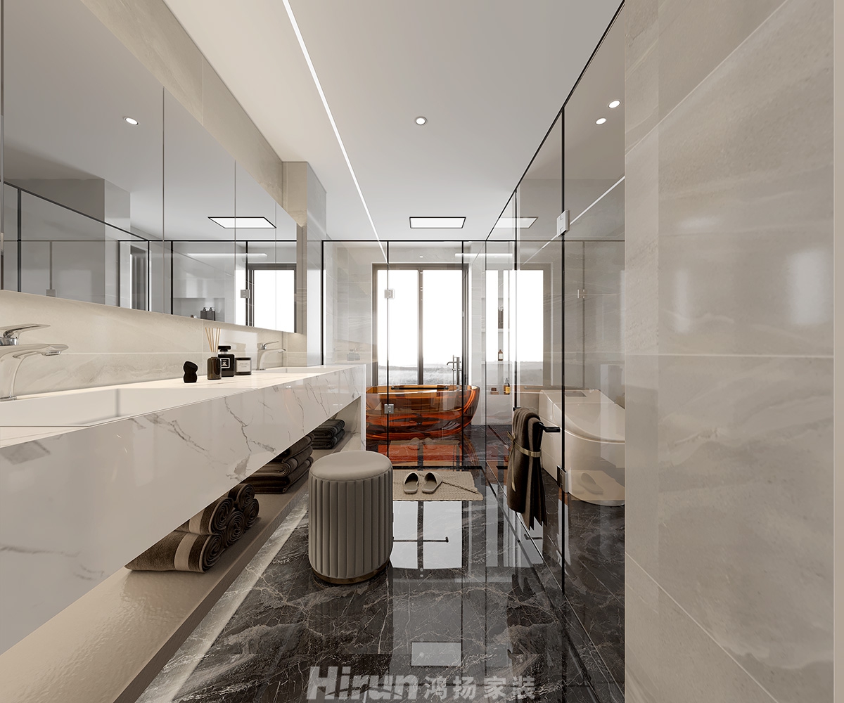 碧桂園300㎡新裝飾主義復式 裝修案例效果圖-18-3F主臥室衛生間