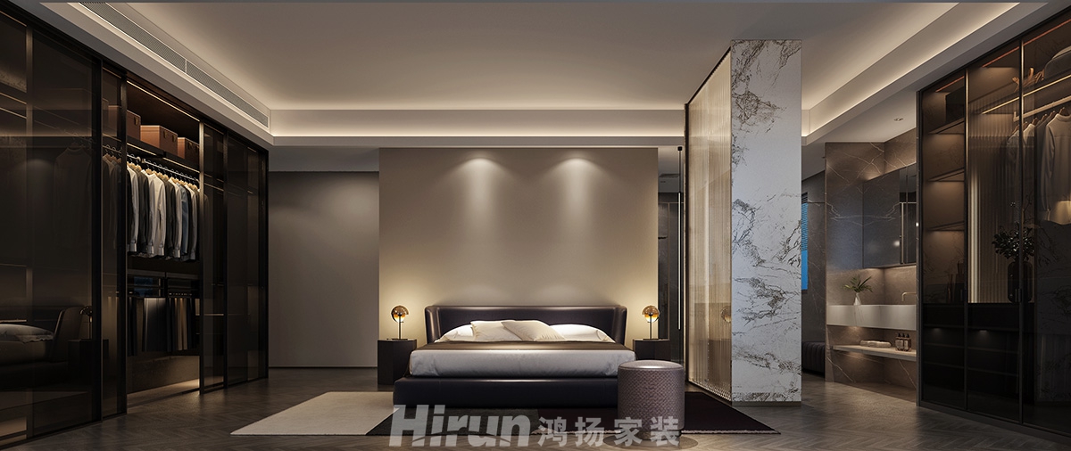 中建江山壹號260㎡雅致現(xiàn)代大平層 裝修案例效果圖-主臥背景