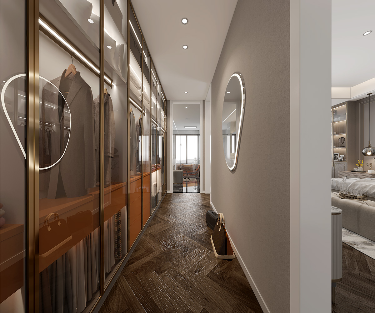 碧桂園280㎡新裝飾主義復(fù)式 裝修案例效果圖-17-3F主臥室衣帽間