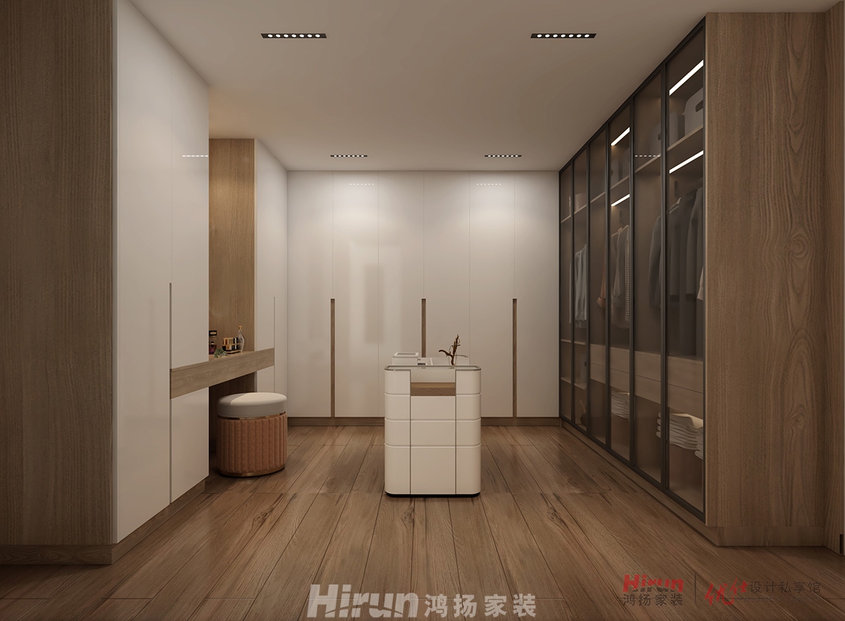 致地龍熙臺400㎡新裝飾主義別墅 裝修案例效果圖-16.2樓-大女兒房衣帽間