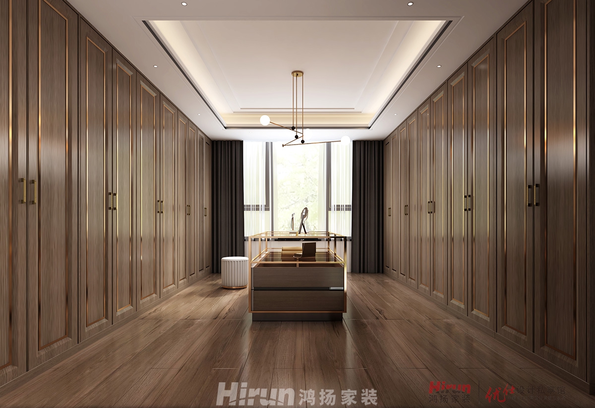 致地龍熙臺400㎡新裝飾主義別墅 裝修案例效果圖-22.3樓-主臥衣帽間