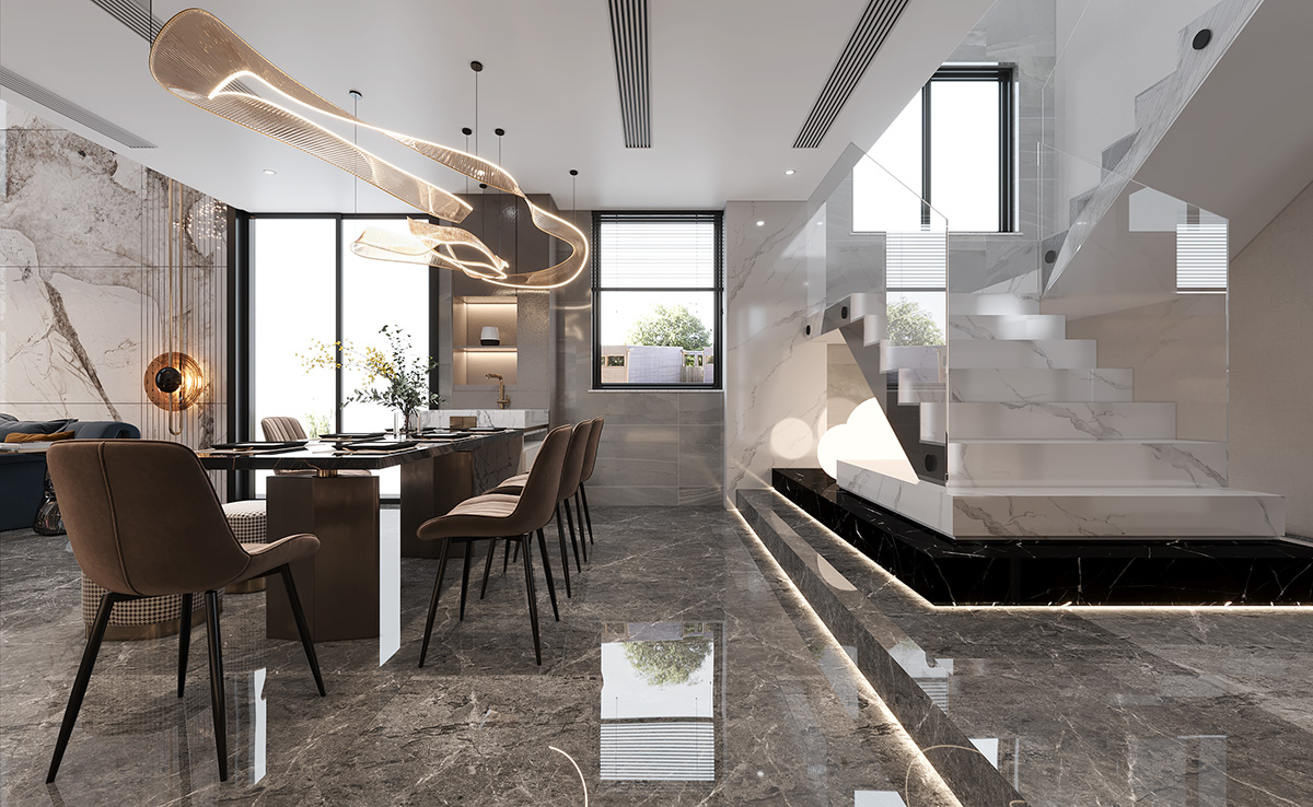 碧桂園280㎡新裝飾主義復(fù)式 裝修案例效果圖-6-1F樓梯