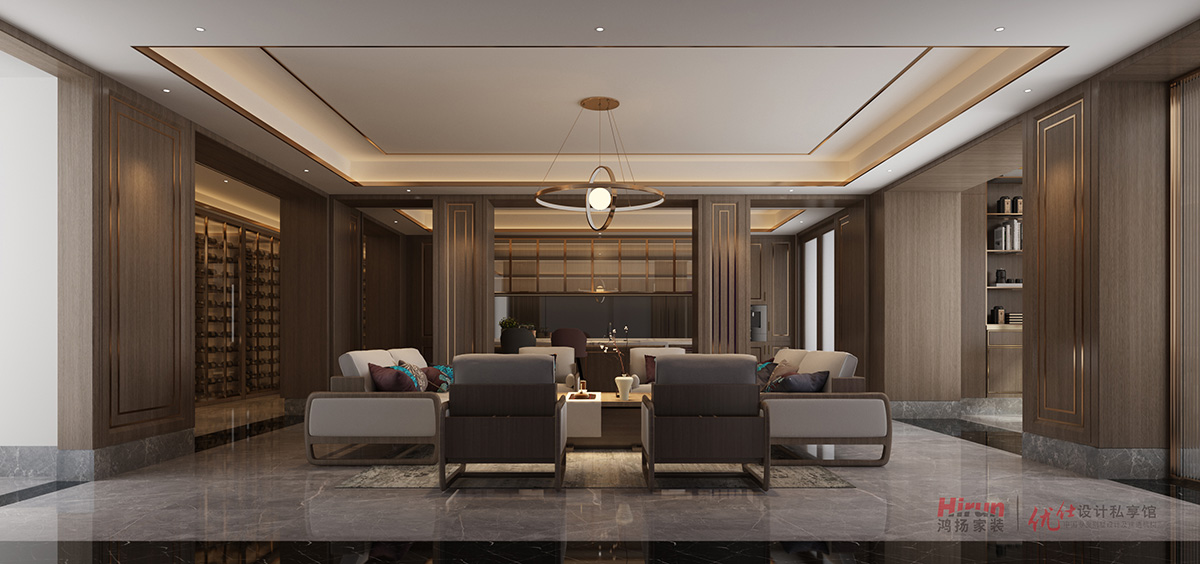 致地龍熙臺400㎡新裝飾主義別墅 裝修案例效果圖-6.-1樓-聚會區