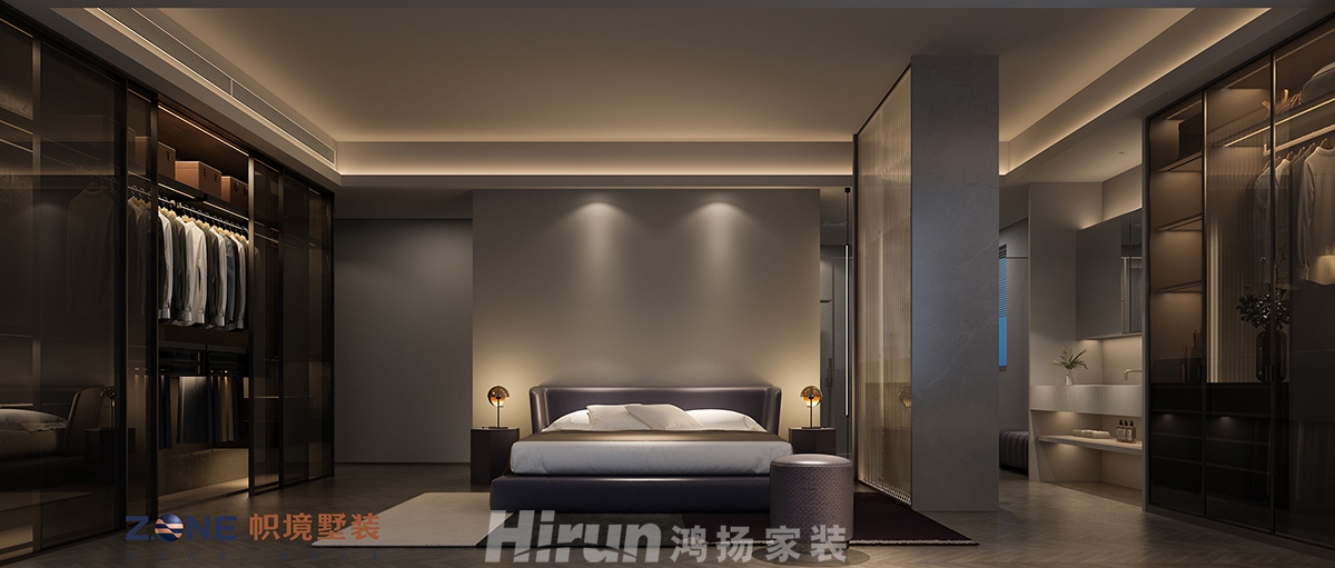 中建江山壹號(hào)220㎡雅致現(xiàn)代大平層 裝修案例效果圖-主臥1