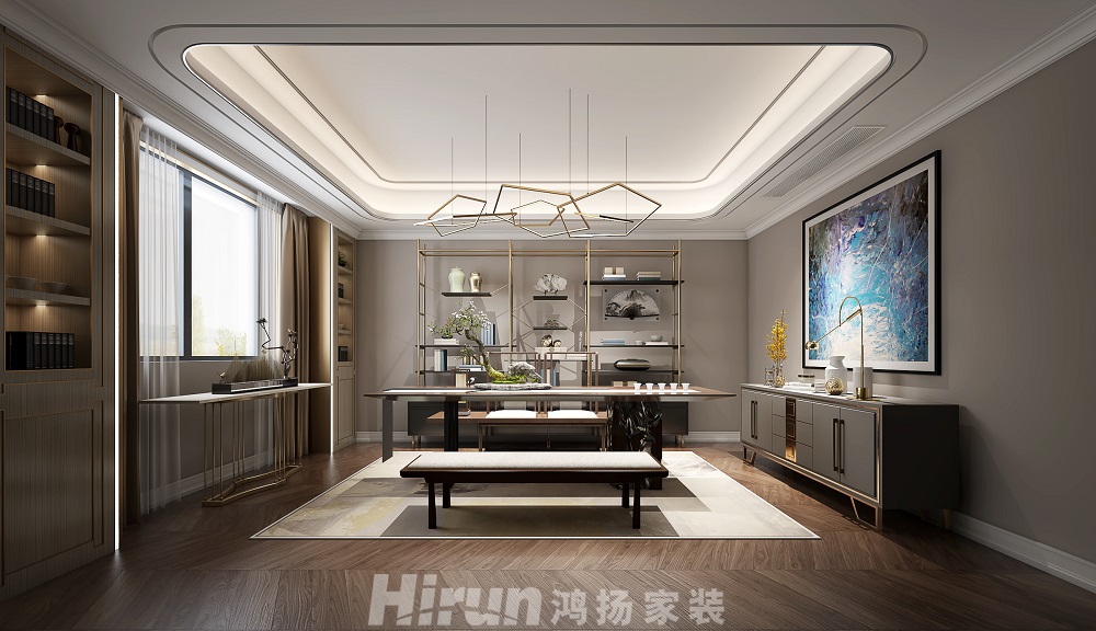 達美西湖灣180㎡新裝飾主義大平層 裝修案例效果圖-書房茶室