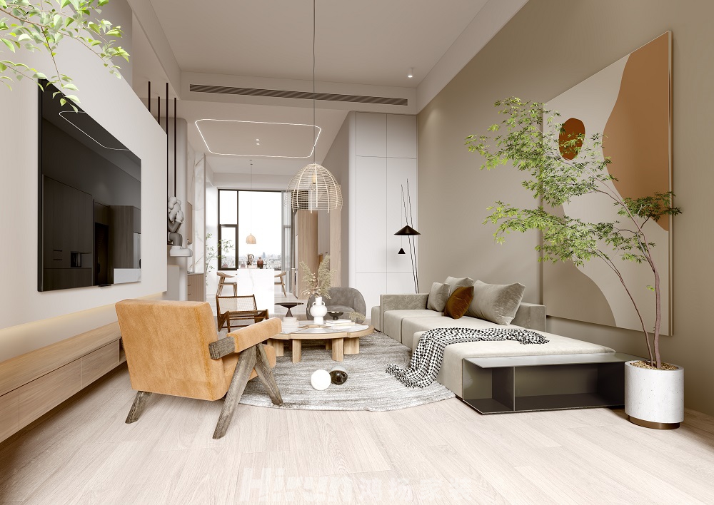 未來(lái)城130㎡北歐之光四居室 裝修案例效果圖-客廳 (3)