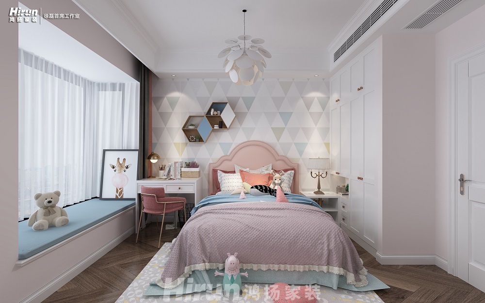 江灣廣場300㎡新裝飾主義復式 裝修案例效果圖-小孩房2