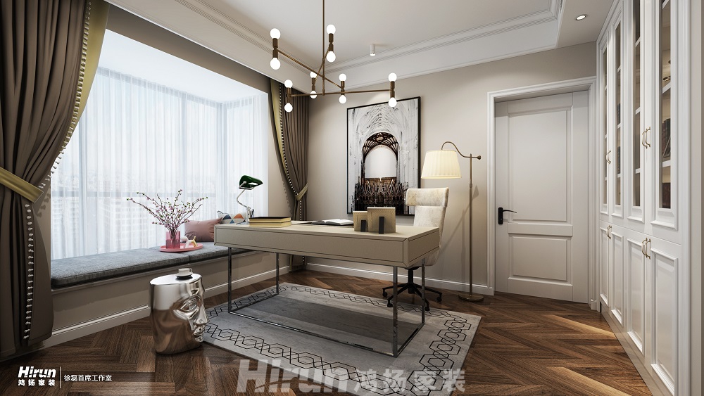 江灣廣場300㎡新裝飾主義復式 裝修案例效果圖-一樓書房出圖副本