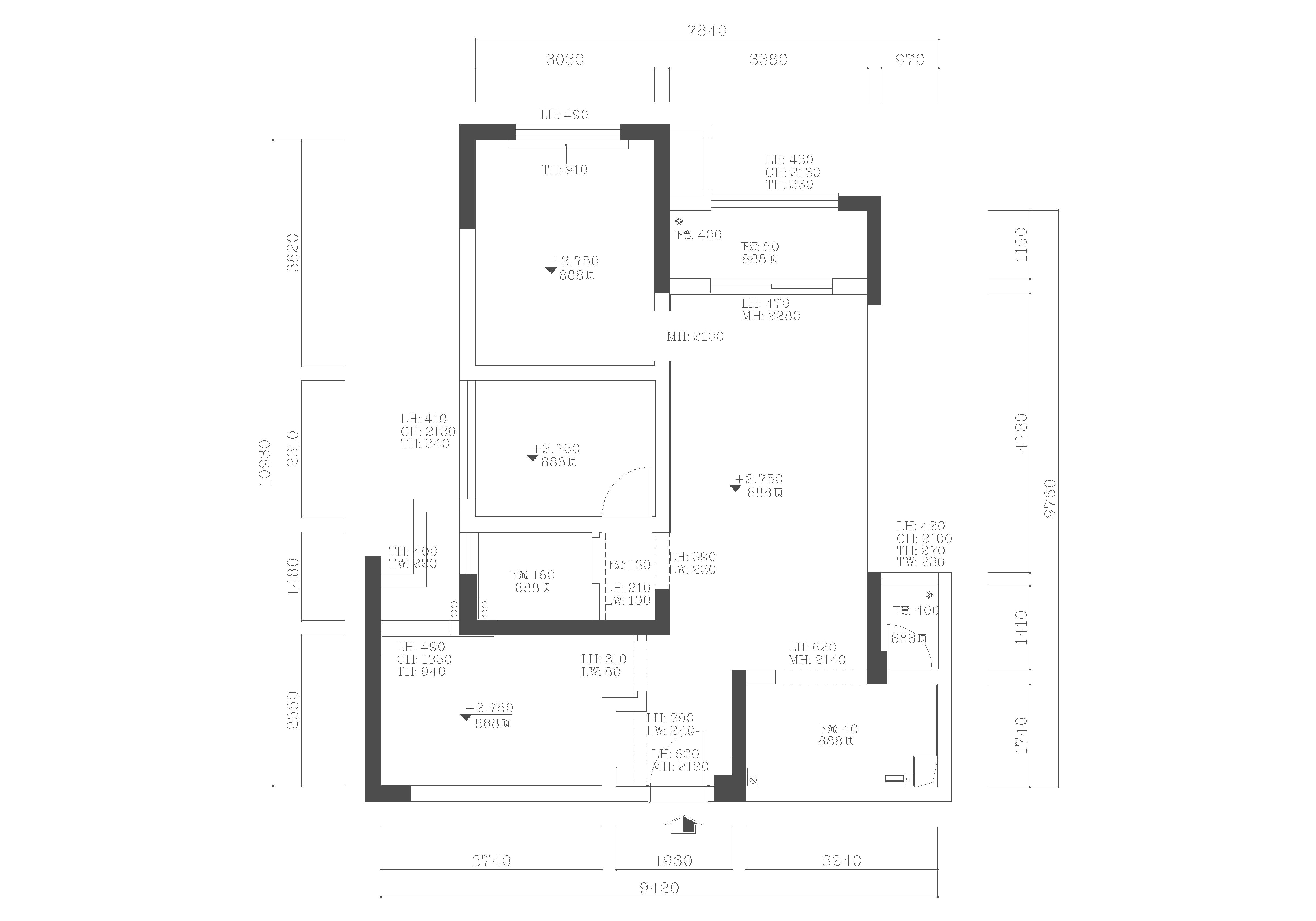 湘熙水郡100㎡北歐之光三居室 裝修案例效果圖-11