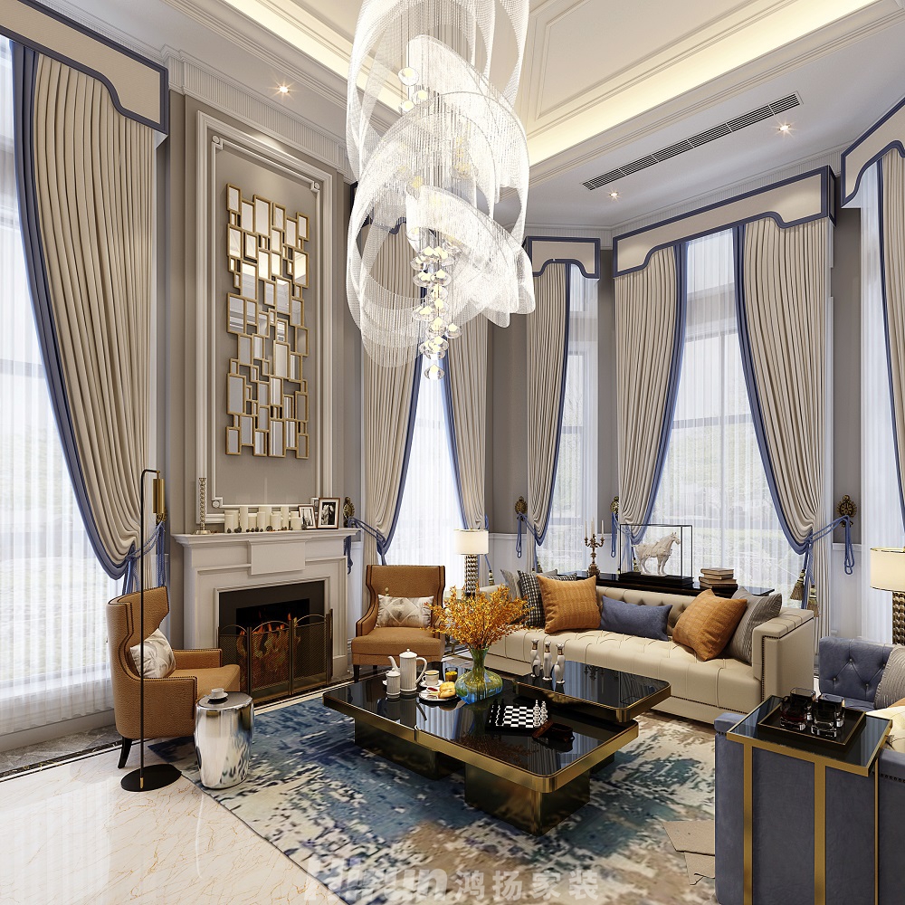 韶山領墅500㎡新裝飾主義別墅 裝修案例效果圖-韶山領墅客廳角度2