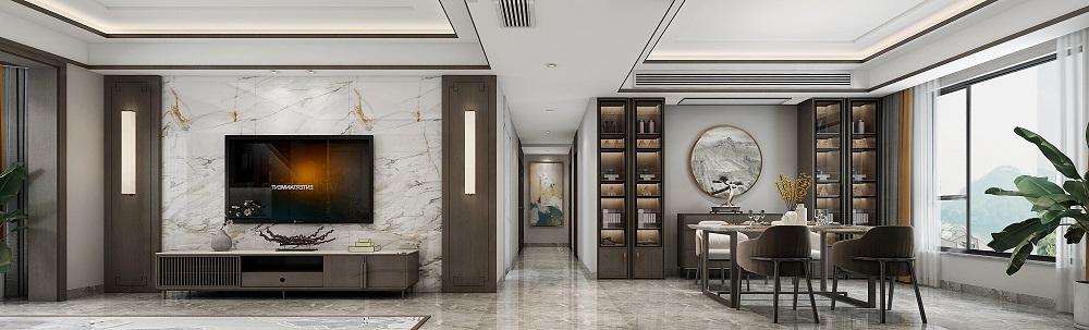 聯誼麗景灣160㎡復合寫意四居室 裝修案例效果圖-4