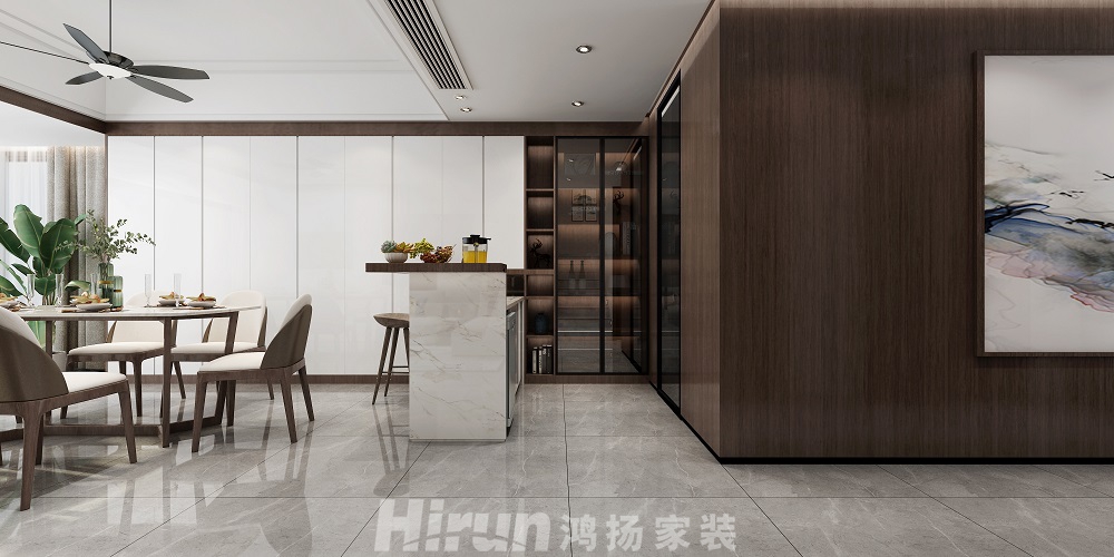 當(dāng)代上品灣320㎡復(fù)合寫意疊墅 裝修案例效果圖-1.餐廳