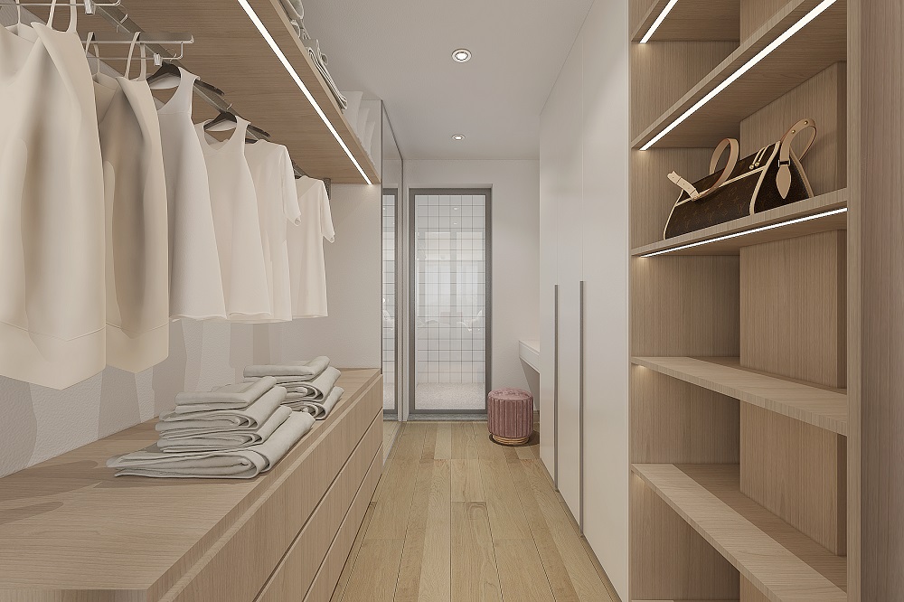 當代上品灣160㎡北歐之光四居室 裝修案例效果圖-衣帽間1