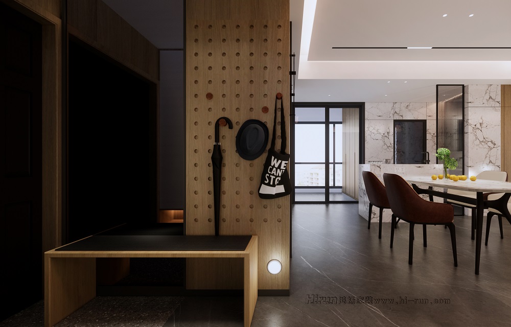 湘銀小區120㎡北歐之光三居室 裝修案例效果圖-01門廳