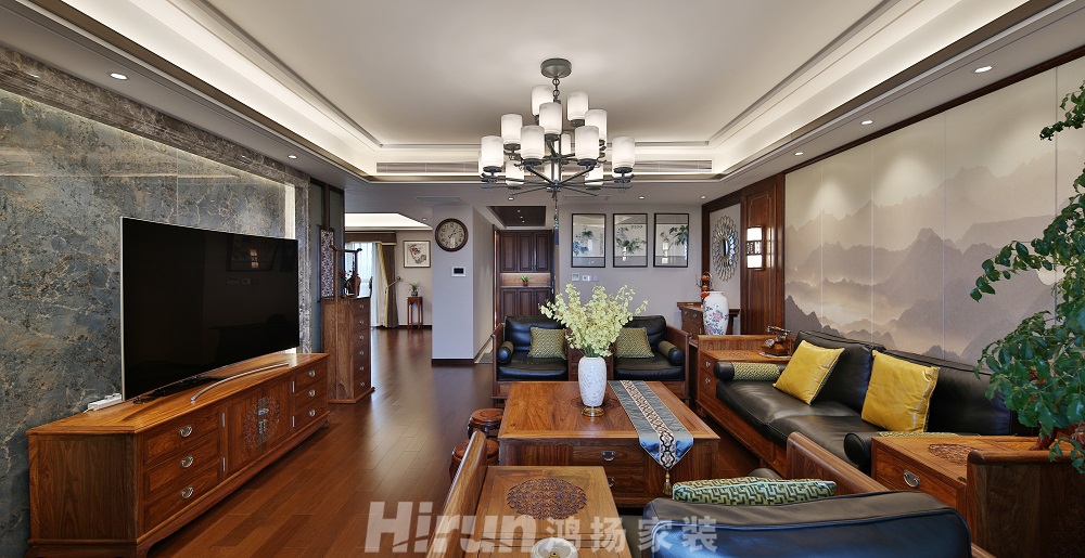 晉合湘水灣280㎡東方古雅大平層 裝修案例效果圖-3