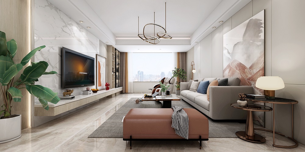 中泰財(cái)富湘江90㎡北歐之光二居室 裝修案例效果圖-3