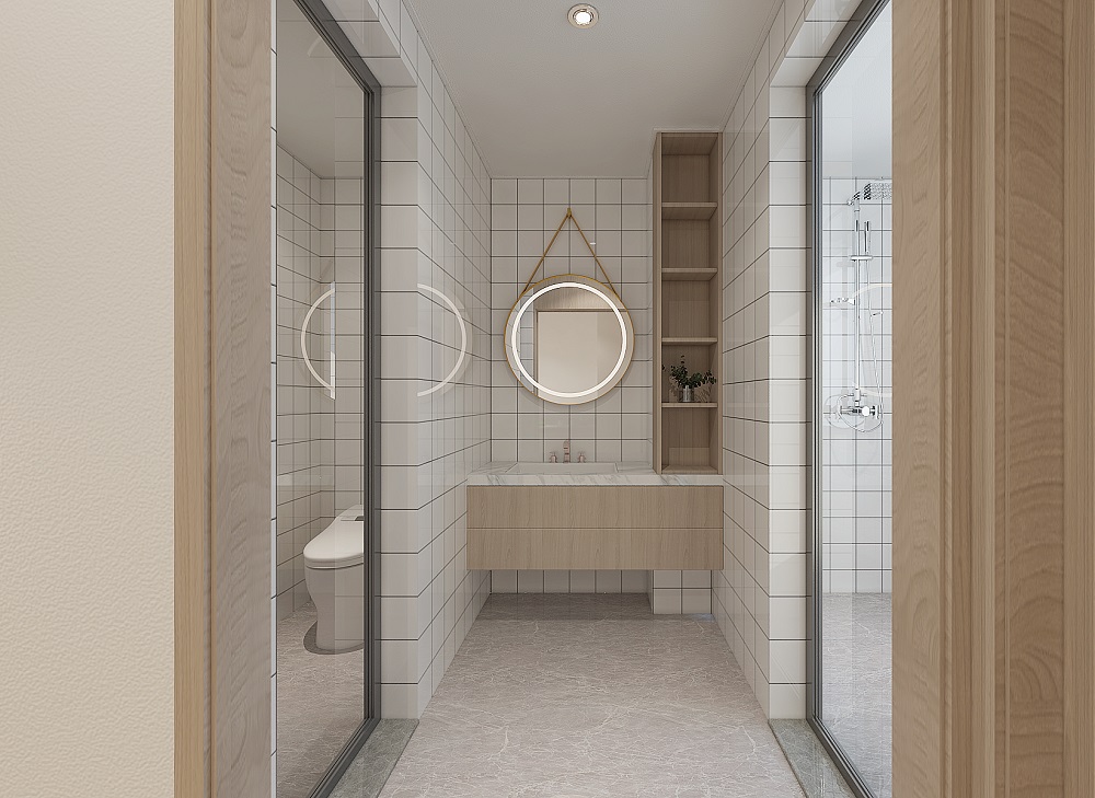 當代上品灣160㎡北歐之光四居室 裝修案例效果圖-二樓衛生間