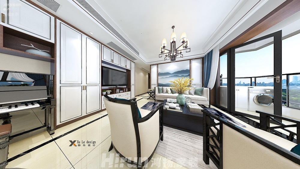 金沙泊岸144㎡復(fù)合寫(xiě)意四居室 裝修案例效果圖-4