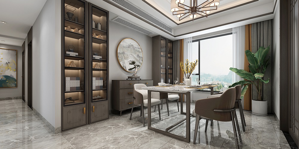 聯誼麗景灣160㎡復合寫意四居室 裝修案例效果圖-3