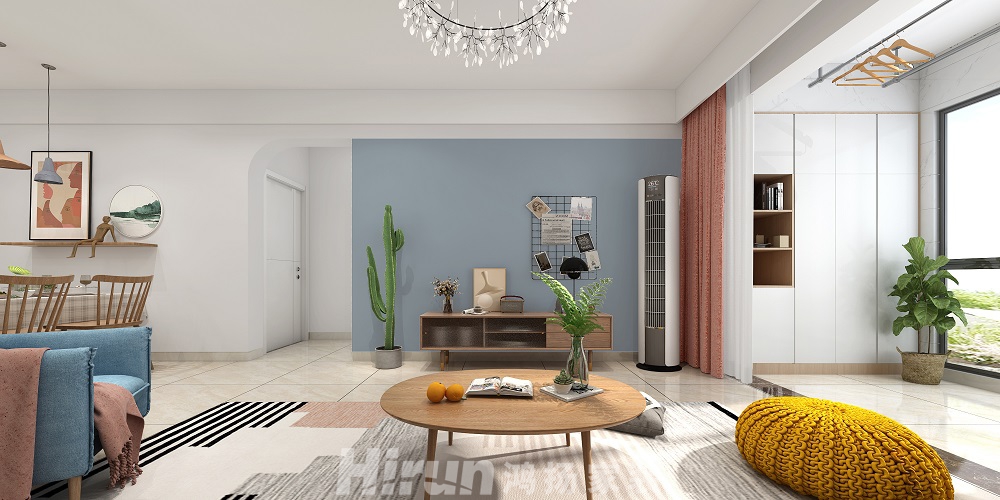 神驊白金漢宮85㎡北歐之光二居室 裝修案例效果圖-4