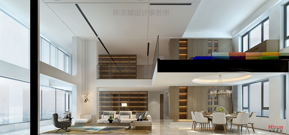 武漢華僑城260㎡雅致現代復式 裝修案例效果圖-Z132379807579055