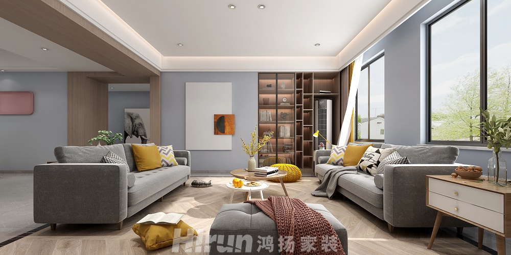 融創(chuàng)提香藍(lán)岸200㎡北歐之光復(fù)式 裝修案例效果圖-3