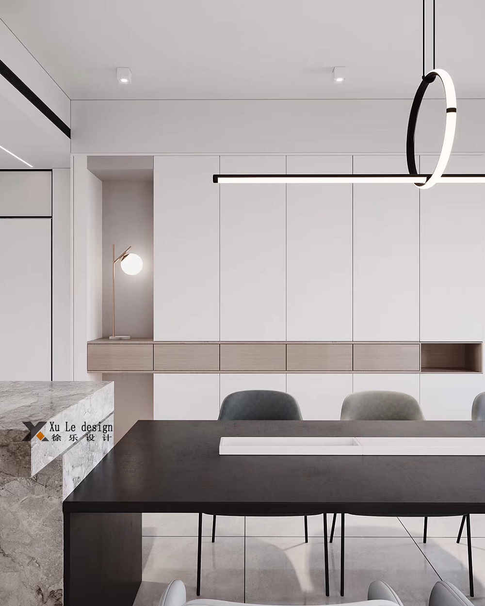 常青花園四小區(qū)160㎡北歐之光四居室 裝修案例效果圖-餐廳柜子