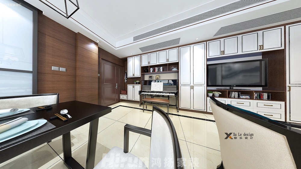 金沙泊岸144㎡復(fù)合寫(xiě)意四居室 裝修案例效果圖-2