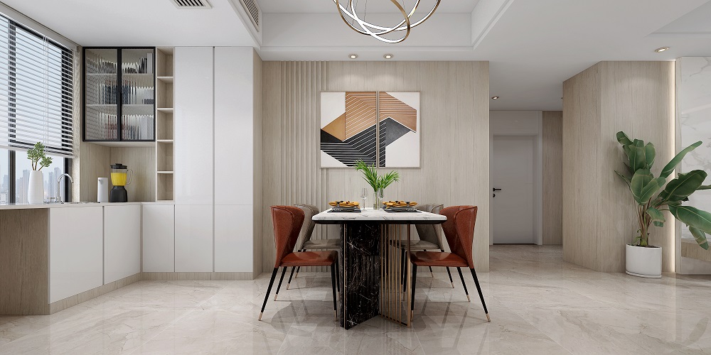中泰財(cái)富湘江90㎡北歐之光二居室 裝修案例效果圖-餐廳