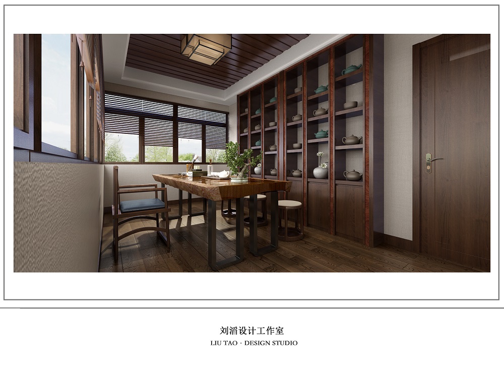 翡翠公園260㎡復合寫意別墅 裝修案例效果圖-15茶室