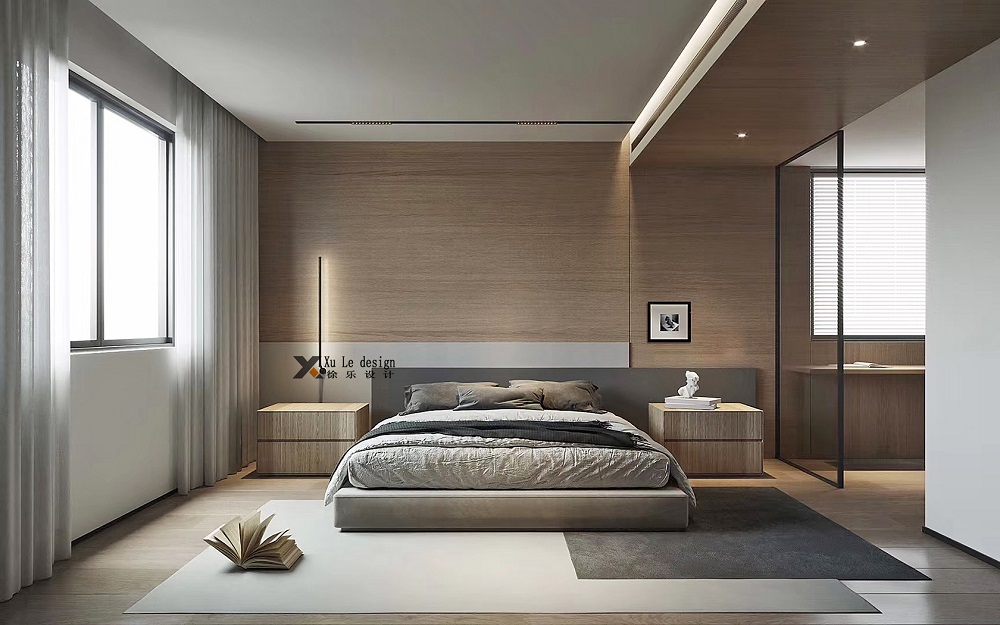 常青花園四小區(qū)160㎡北歐之光四居室 裝修案例效果圖-主臥床頭