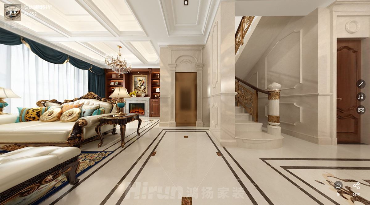 龍湖璟宸原著320㎡輕歐簡美別墅 裝修案例效果圖-LH002