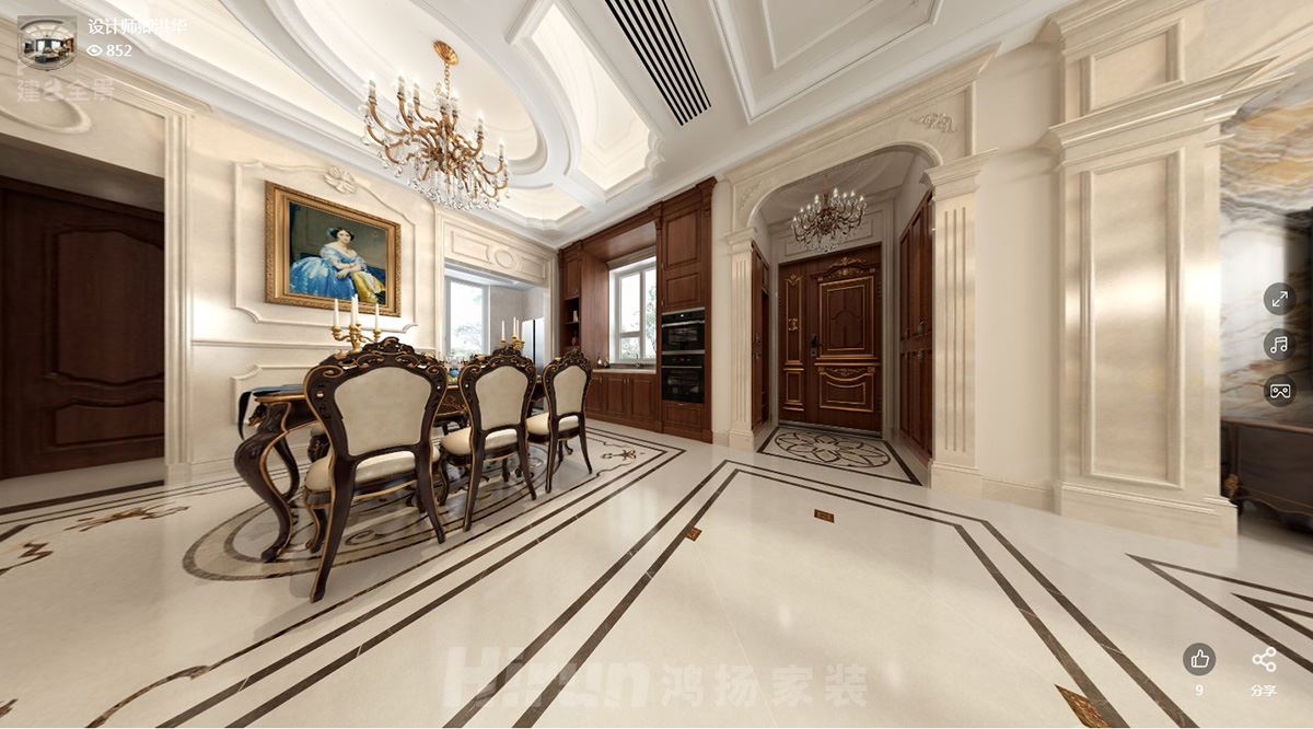 龍湖璟宸原著320㎡輕歐簡美別墅 裝修案例效果圖-LH004