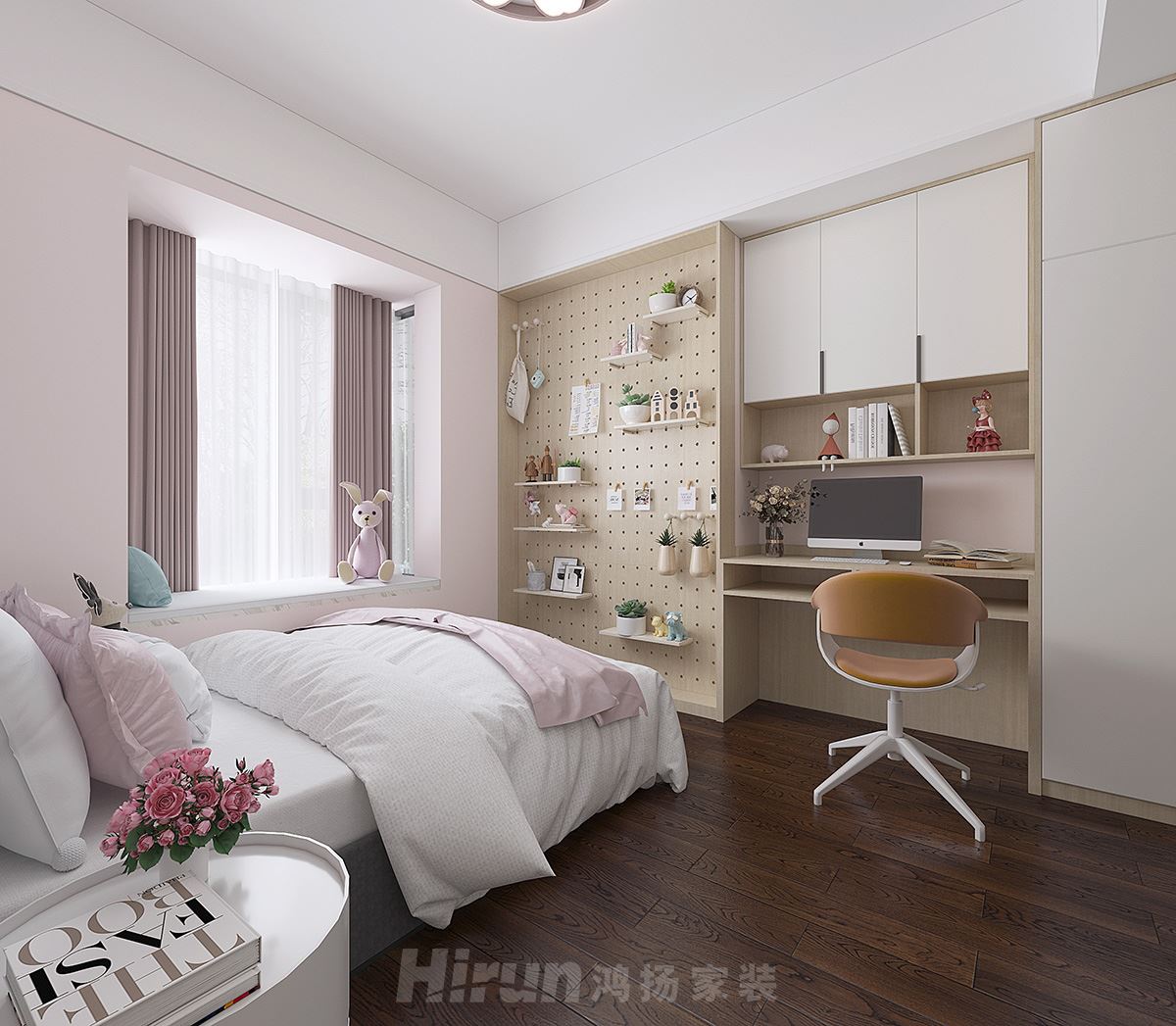 凱瑞名門175㎡復(fù)合寫意四居室 裝修案例效果圖-女孩房