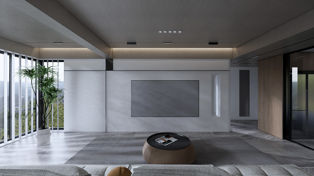 潤(rùn)和湘江天地183㎡雅致現(xiàn)代大平層 裝修案例效果圖-1