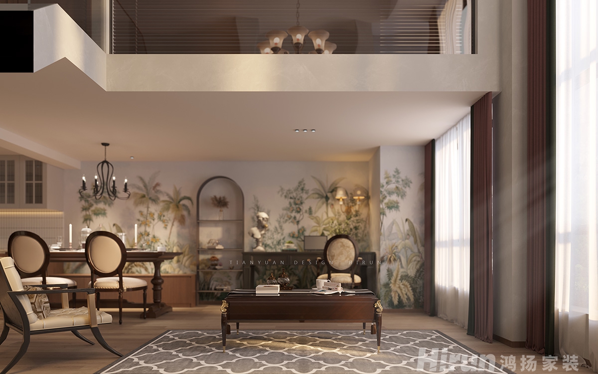 萬科金色麥田100㎡新裝飾主義復(fù)式 裝修案例效果圖-3