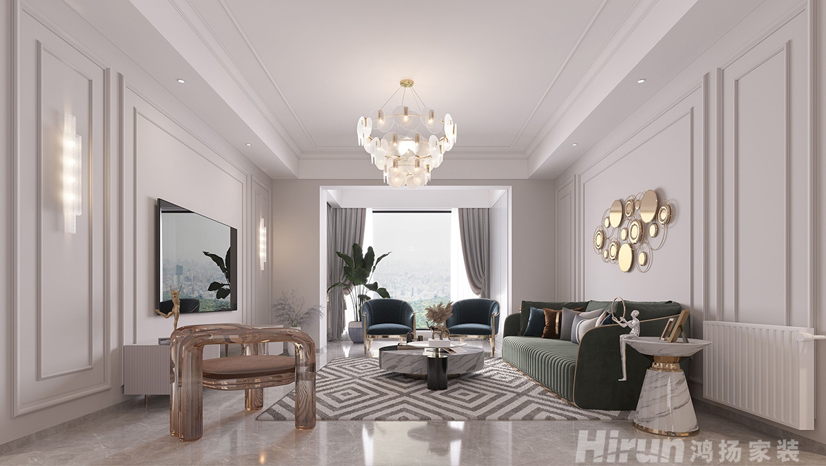 華潤翡翠府140㎡輕歐簡美四居室 裝修案例效果圖-3