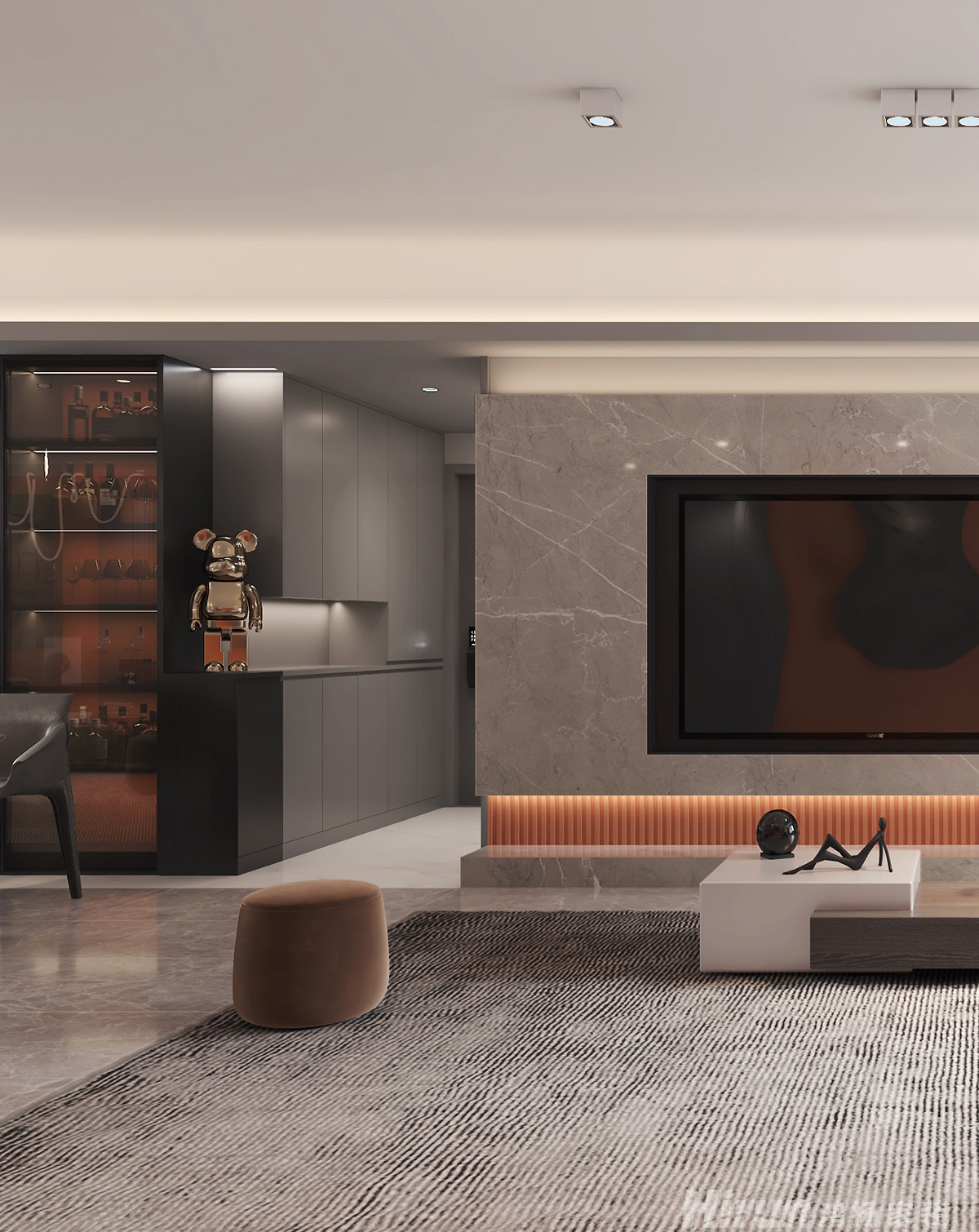 長房明宸府142㎡雅致現代四居室 裝修案例效果圖-4