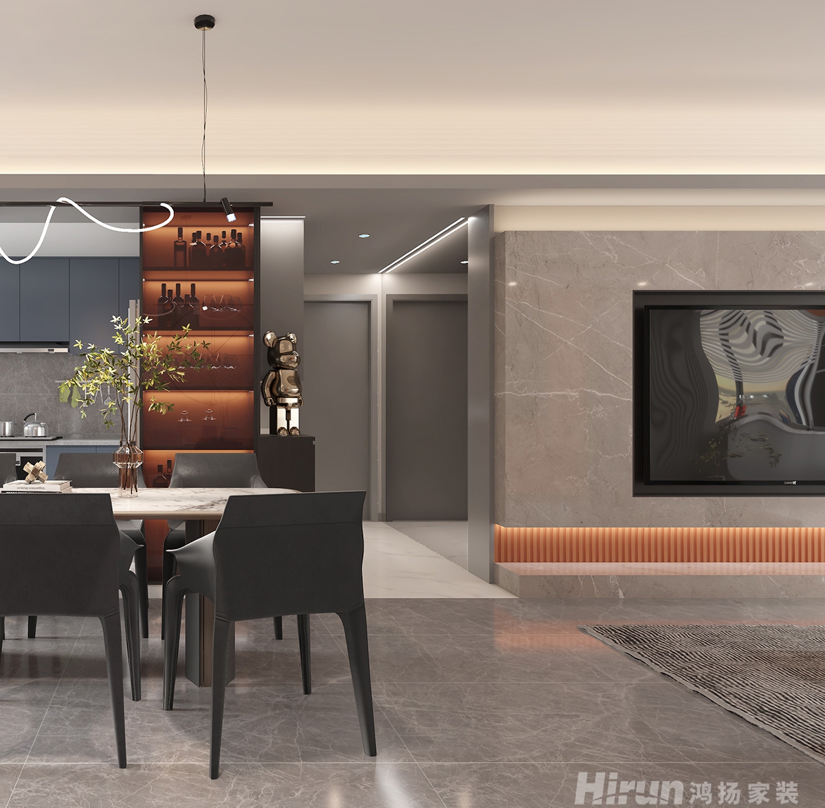 長房明宸府142㎡雅致現代四居室 裝修案例效果圖-8