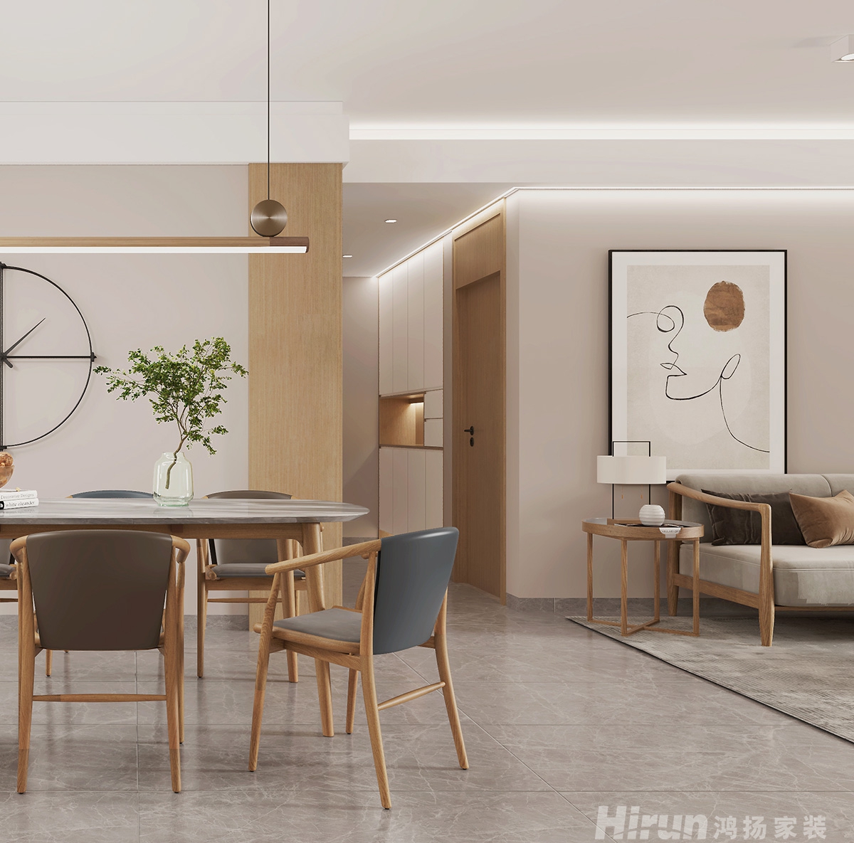 中梁云麓傳奇142㎡北歐之光四居室 裝修案例效果圖-8