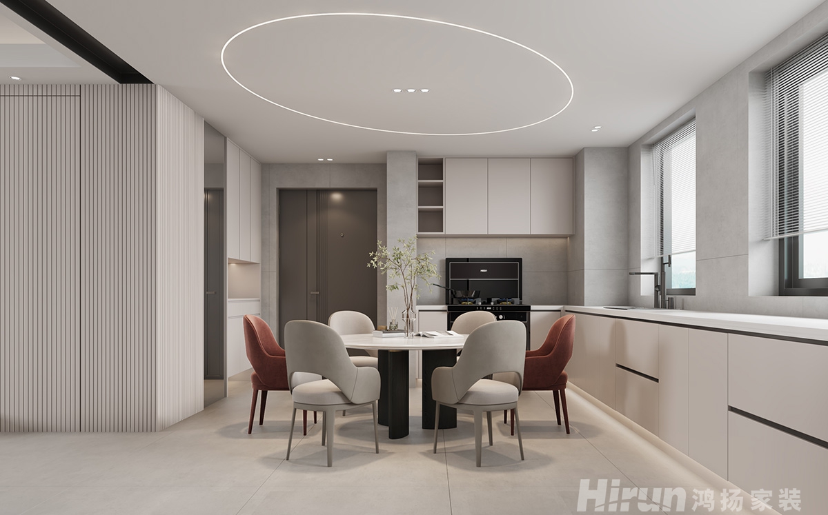 長(zhǎng)燃新奧佳園138㎡雅致現(xiàn)代四居室 裝修案例效果圖-1