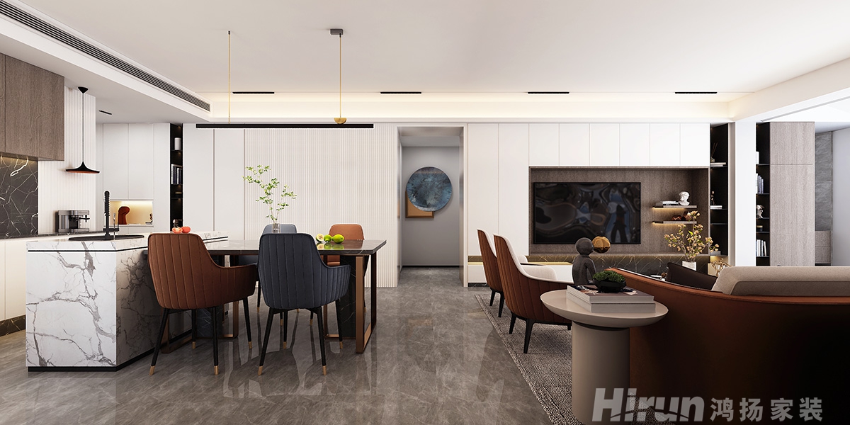 牡丹舸180㎡雅致現代四居室 裝修案例效果圖-2