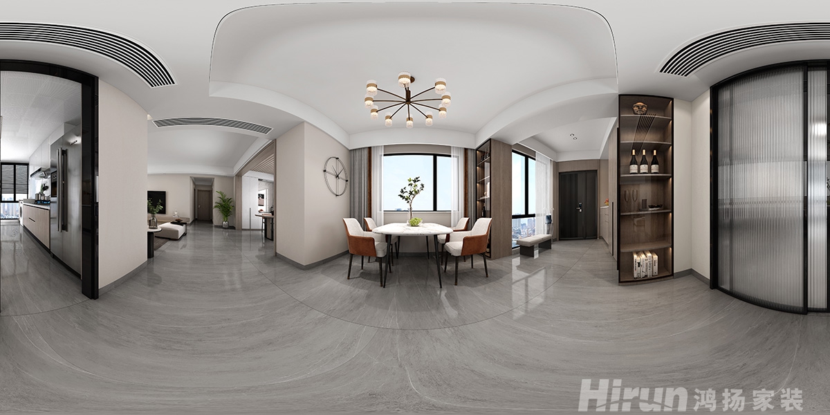 城市風景167㎡雅致現代四居室 裝修案例效果圖-3