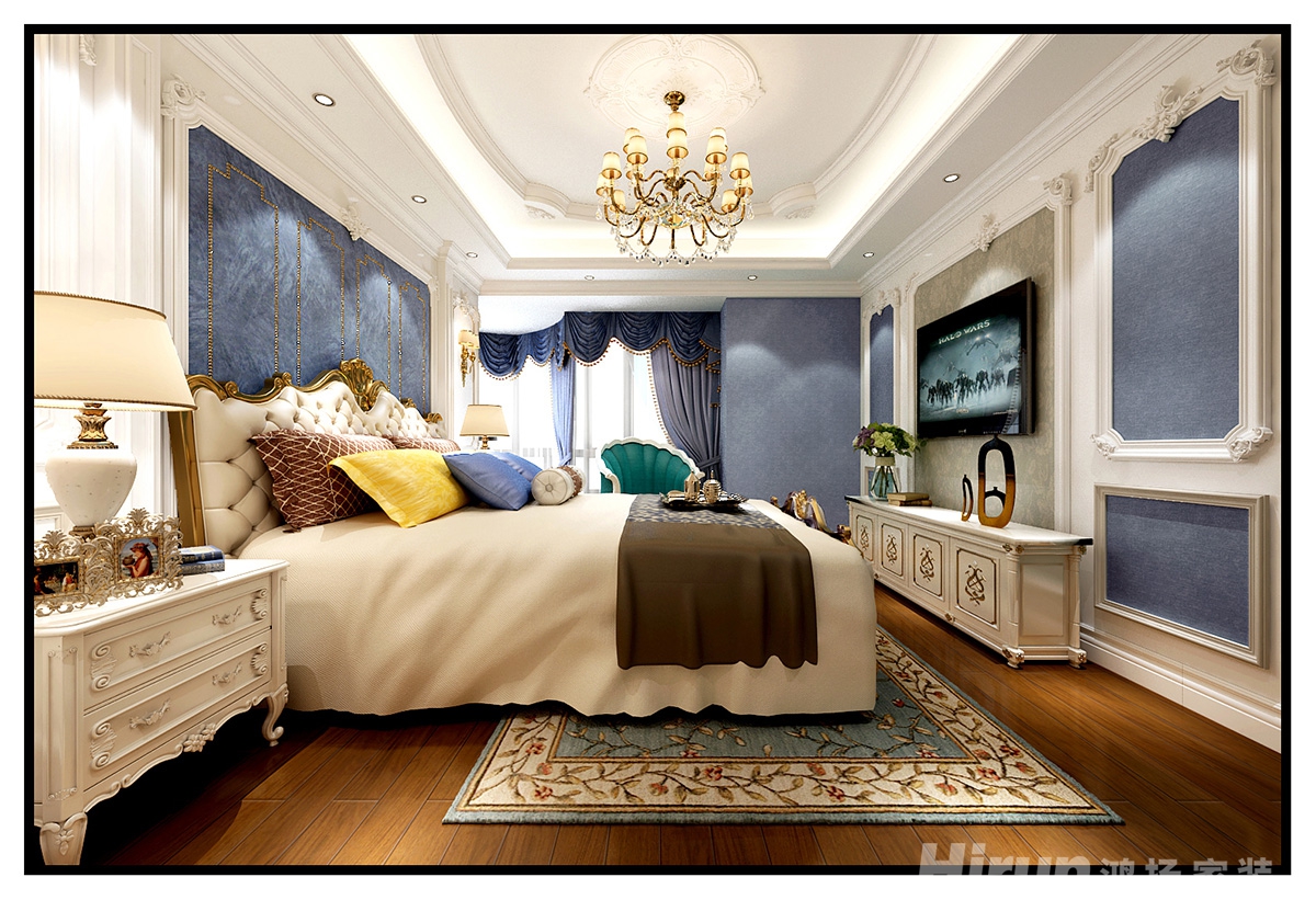 麗景濱江160㎡輕歐簡美四居室 裝修案例效果圖-9