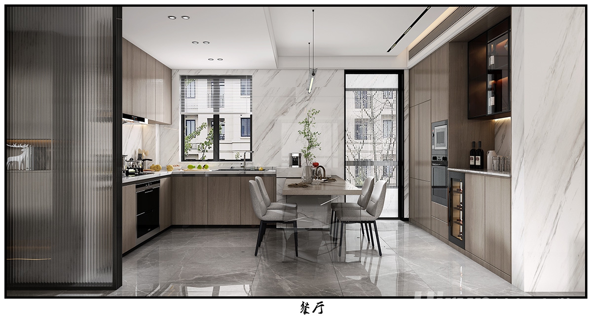 華晨山水州城150㎡雅致現代四居室 裝修案例效果圖-3